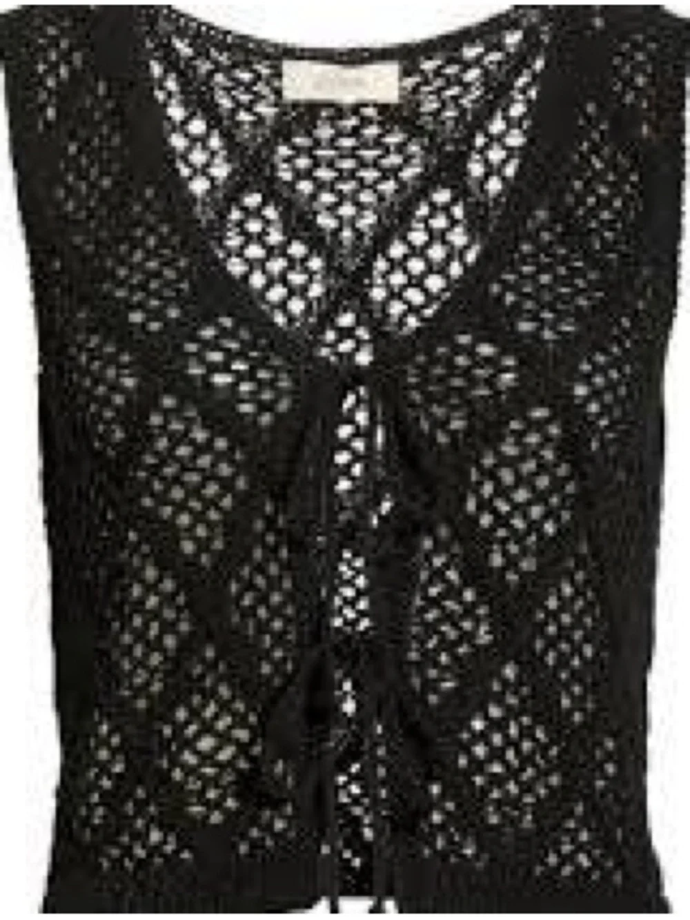 Elan Black Crochet Tie-Front Vest NWT